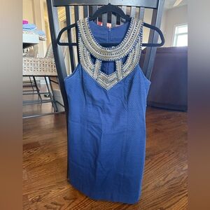 Lilly Pulitzer Navy Dress with Gold Embellishments
